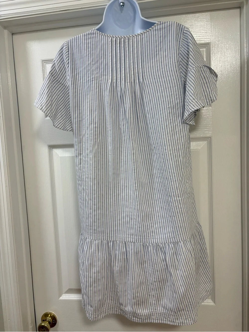 Vineyard Vines blue and white striped cotton dress, removable slip attached.
